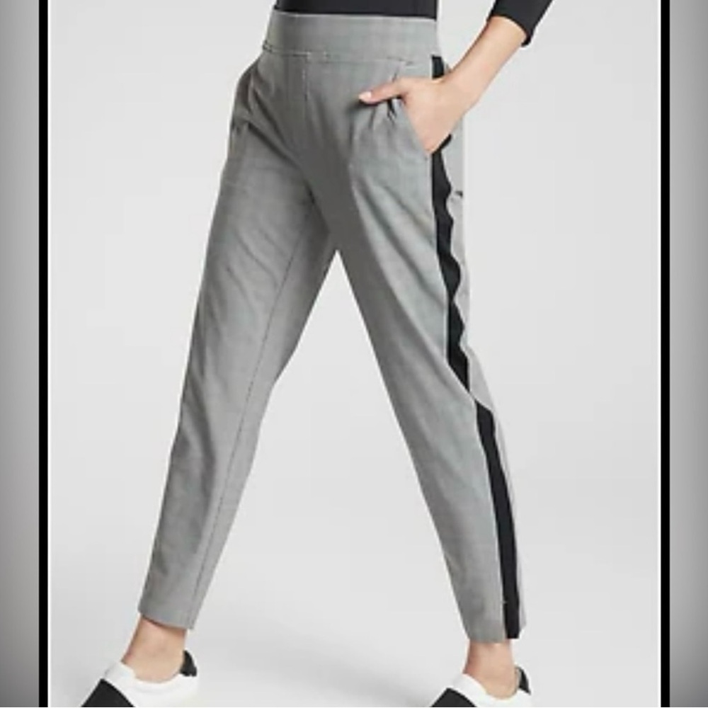 ATHLETA Brooklyn Ankle Pants (plaid w/ stripe)